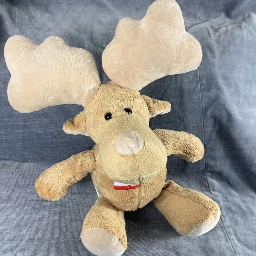 Kinder Surprise Christmas Moose Plush Red White Scarf 7.5” Stuffed Animal Toy​